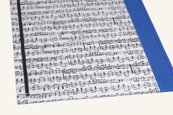 Music folder A4 blue, handmade, with elastic band
